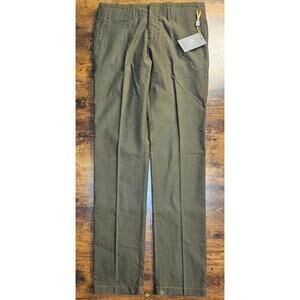 Canali Current Flat Front Cotton Pants Dusted Green 32x32 NWT